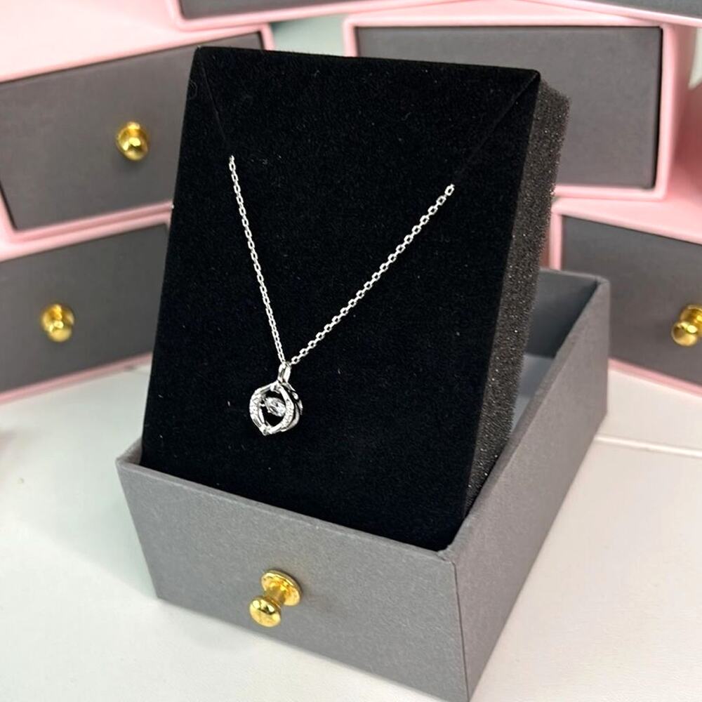 Sterling Silver Dainty Halo Pendant Clavicle Necklace